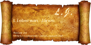 Lieberman János névjegykártya
